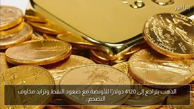 الذهب يتراجع إلى 4120 دولارًا للأونصة مع صعود النفط وتزايد مخاوف التضخم