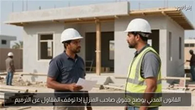القانون المدني يوضح حقوق صاحب المنزل إذا توقف المقاول عن الترميم