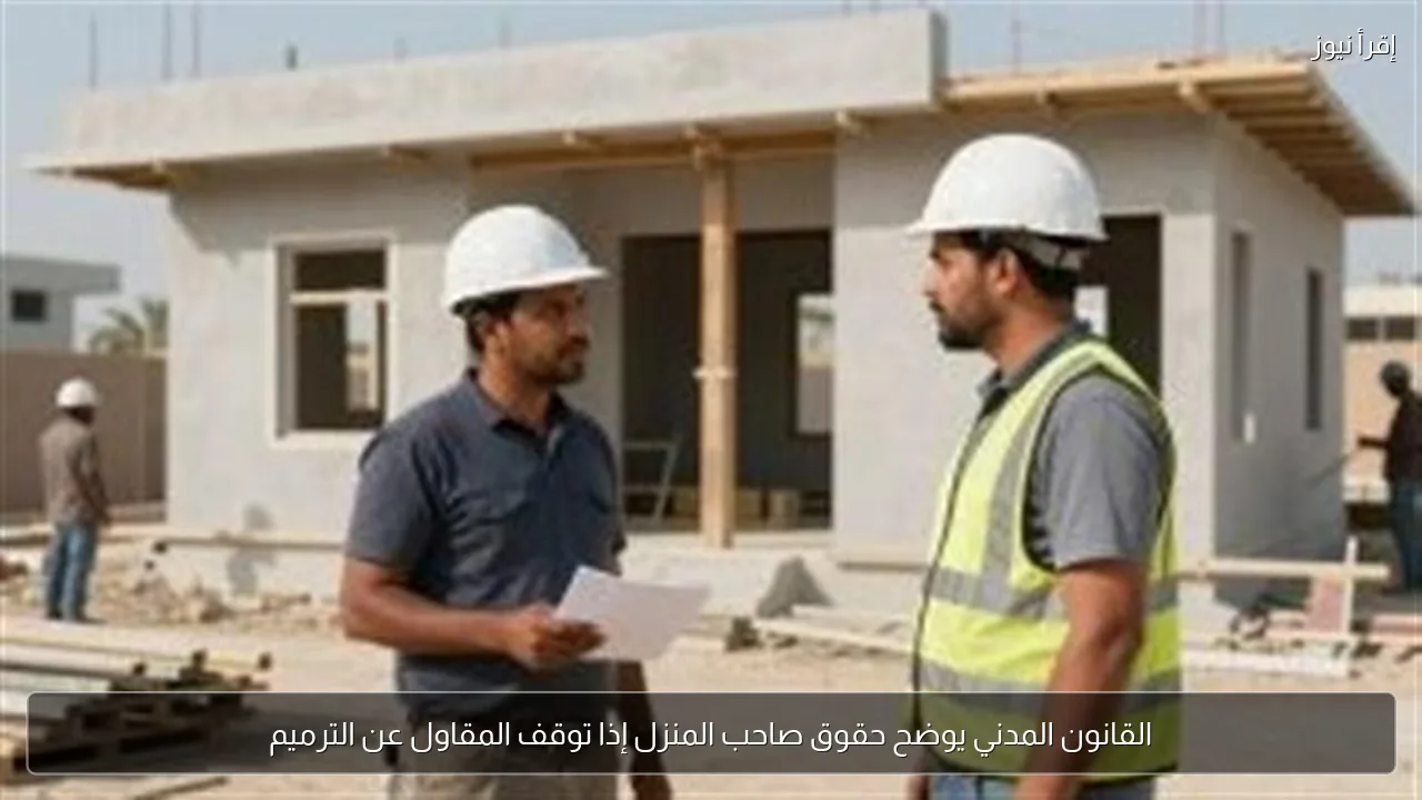 القانون المدني يوضح حقوق صاحب المنزل إذا توقف المقاول عن الترميم