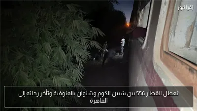 تعطل القطار 556 بين شبين الكوم وشنوان بالمنوفية وتأخر رحلته إلى القاهرة