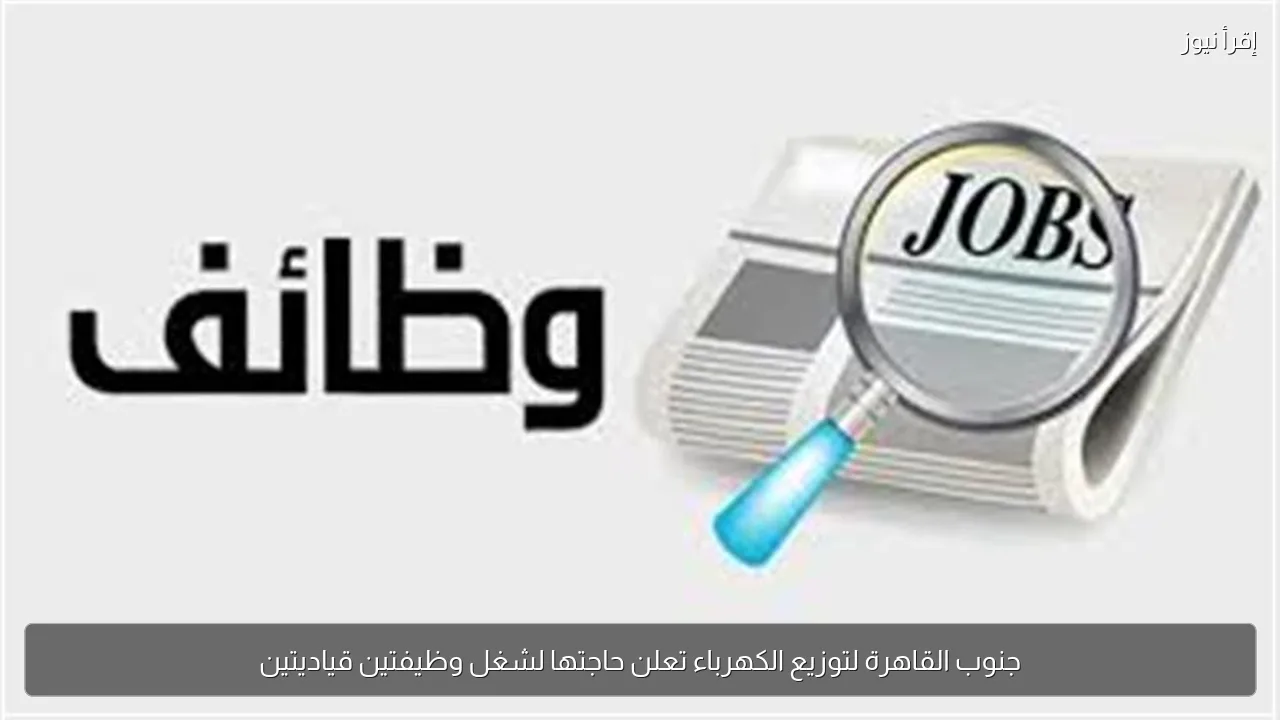 جنوب القاهرة لتوزيع الكهرباء تعلن حاجتها لشغل وظيفتين قياديتين