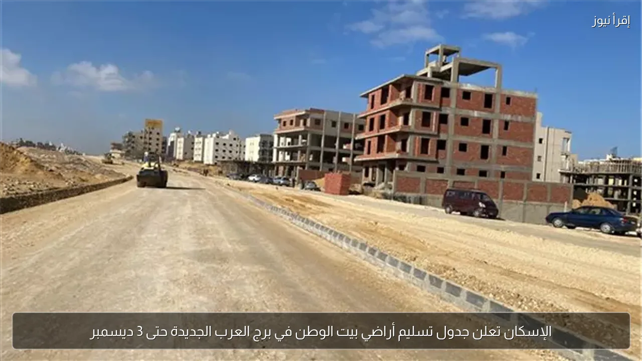 الإسكان تعلن جدول تسليم أراضي بيت الوطن في برج العرب الجديدة حتى 3 ديسمبر