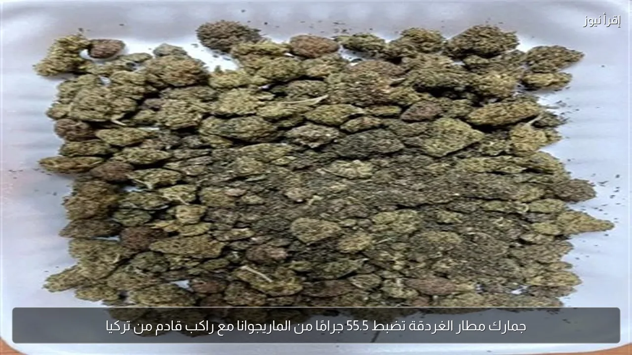 جمارك مطار الغردقة تضبط 55.5 جرامًا من الماريجوانا مع راكب قادم من تركيا