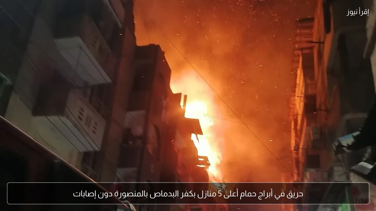 حريق في أبراج حمام أعلى 5 منازل بكفر البدماص بالمنصورة دون إصابات