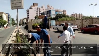 مجلس مدينة الأقصر يواصل حملات نظافة وتجميل وصيانة للأرصفة بعدة شوارع