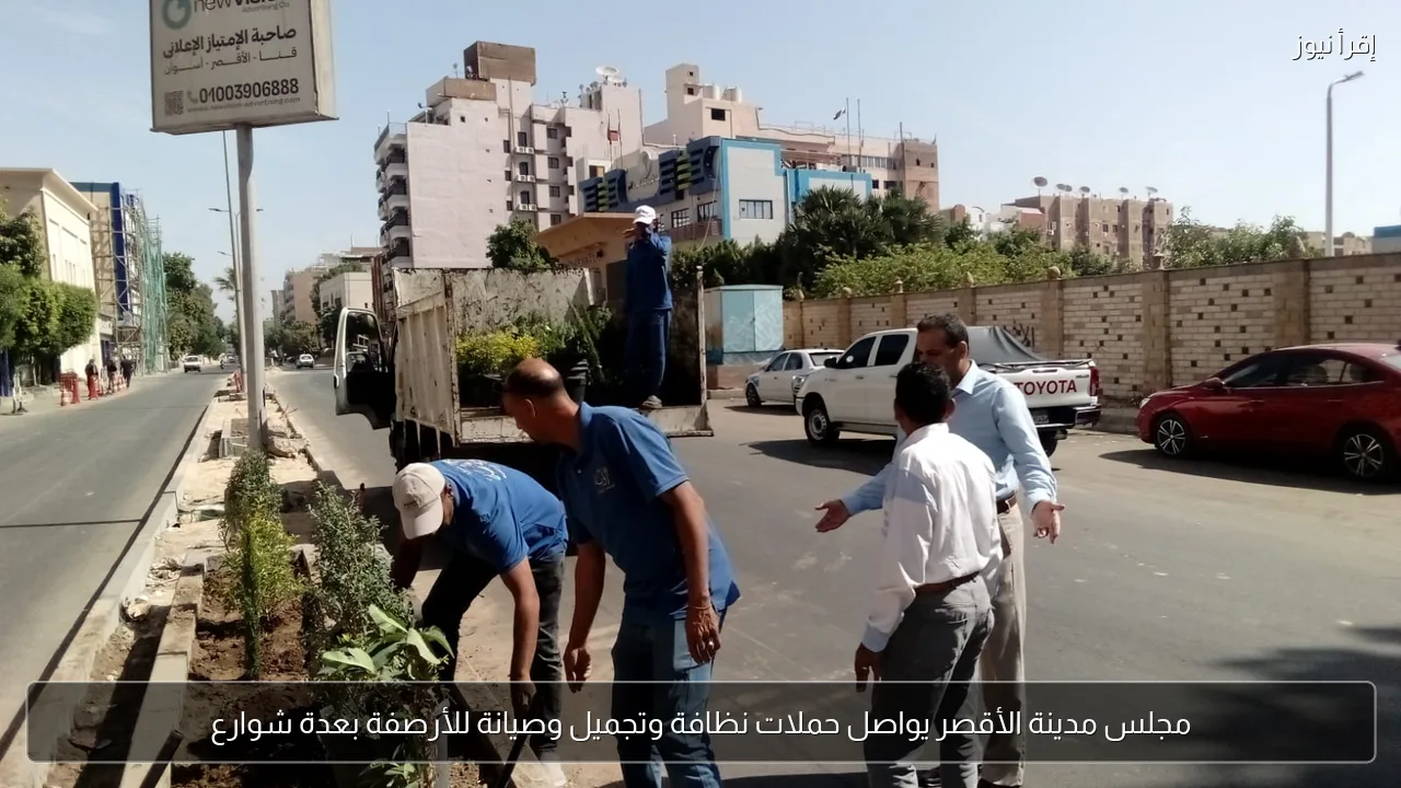 مجلس مدينة الأقصر يواصل حملات نظافة وتجميل وصيانة للأرصفة بعدة شوارع