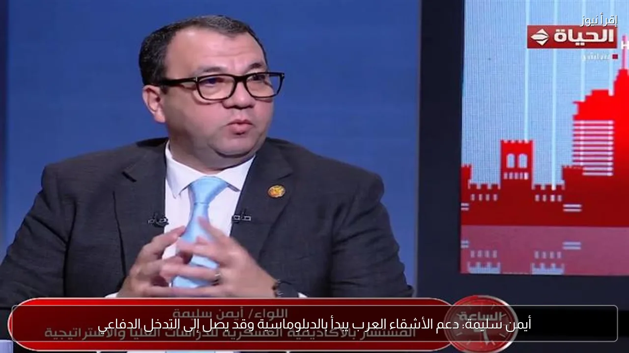 أيمن سليمة: دعم الأشقاء العرب يبدأ بالدبلوماسية وقد يصل إلى التدخل الدفاعي