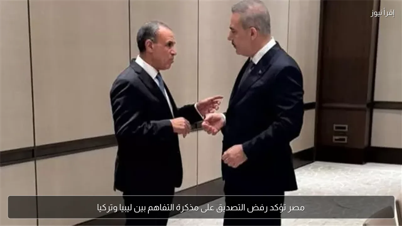 مصر تؤكد رفض التصديق على مذكرة التفاهم بين ليبيا وتركيا