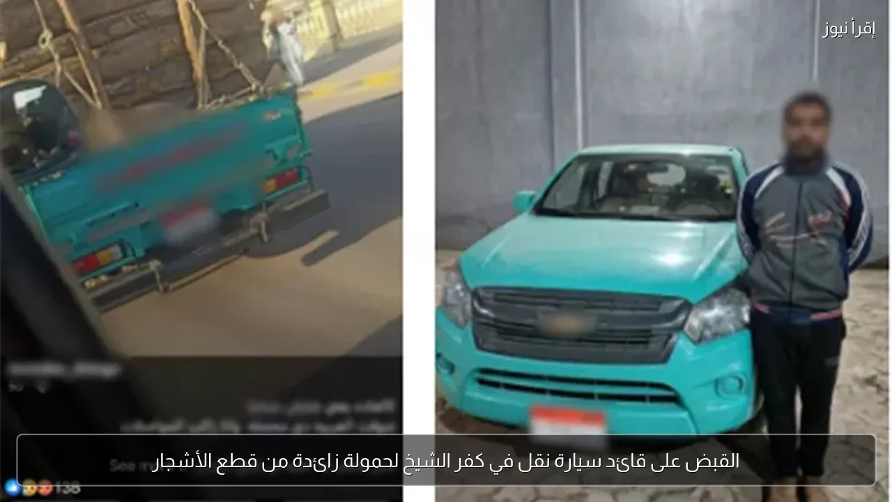 القبض على قائد سيارة نقل في كفر الشيخ لحمولة زائدة من قطع الأشجار