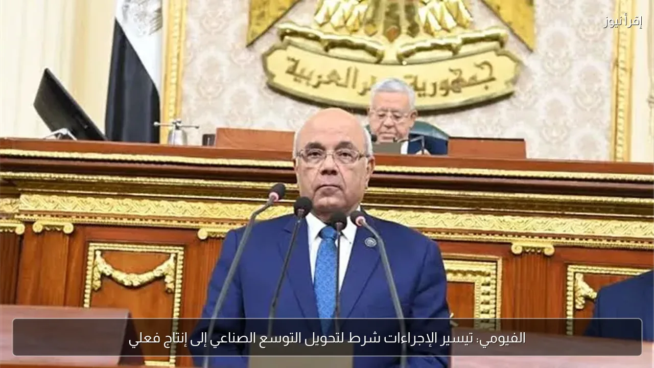 الفيومي: تيسير الإجراءات شرط لتحويل التوسع الصناعي إلى إنتاج فعلي