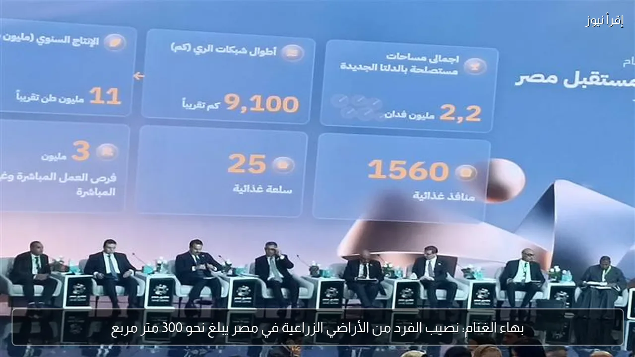 بهاء الغنام: نصيب الفرد من الأراضي الزراعية في مصر يبلغ نحو 300 متر مربع