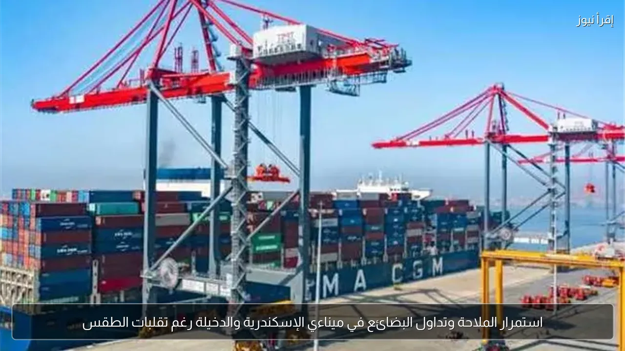 استمرار الملاحة وتداول البضائع في ميناءي الإسكندرية والدخيلة رغم تقلبات الطقس