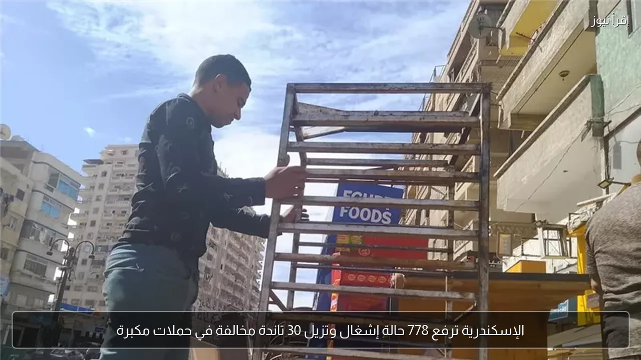 الإسكندرية ترفع 778 حالة إشغال وتزيل 30 تاندة مخالفة في حملات مكبرة