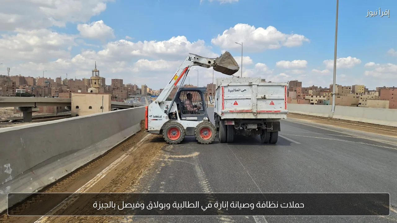 حملات نظافة وصيانة إنارة في الطالبية وبولاق وفيصل بالجيزة