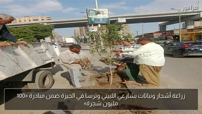 زراعة أشجار ونباتات بشارعي اللبيني وترسا في الجيزة ضمن مبادرة «100 مليون شجرة»