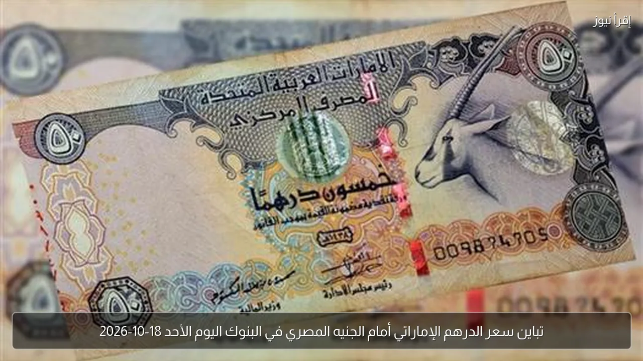 تباين سعر الدرهم الإماراتي أمام الجنيه المصري في البنوك اليوم الأحد 18-10-2026