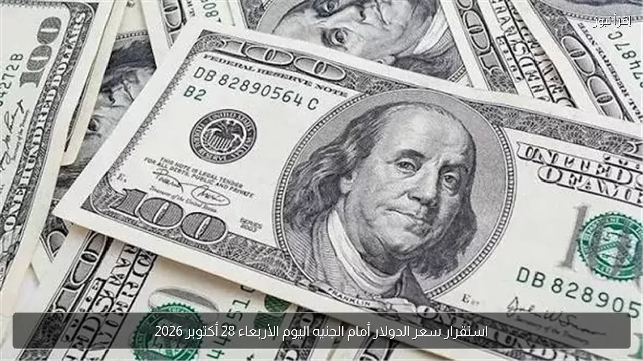 استقرار سعر الدولار أمام الجنيه اليوم الأربعاء 28 أكتوبر 2026