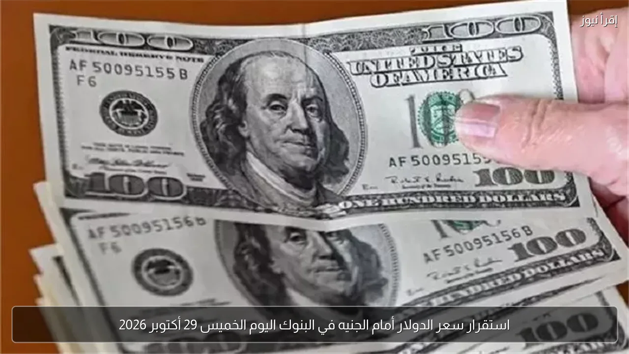 استقرار سعر الدولار أمام الجنيه في البنوك اليوم الخميس 29 أكتوبر 2026