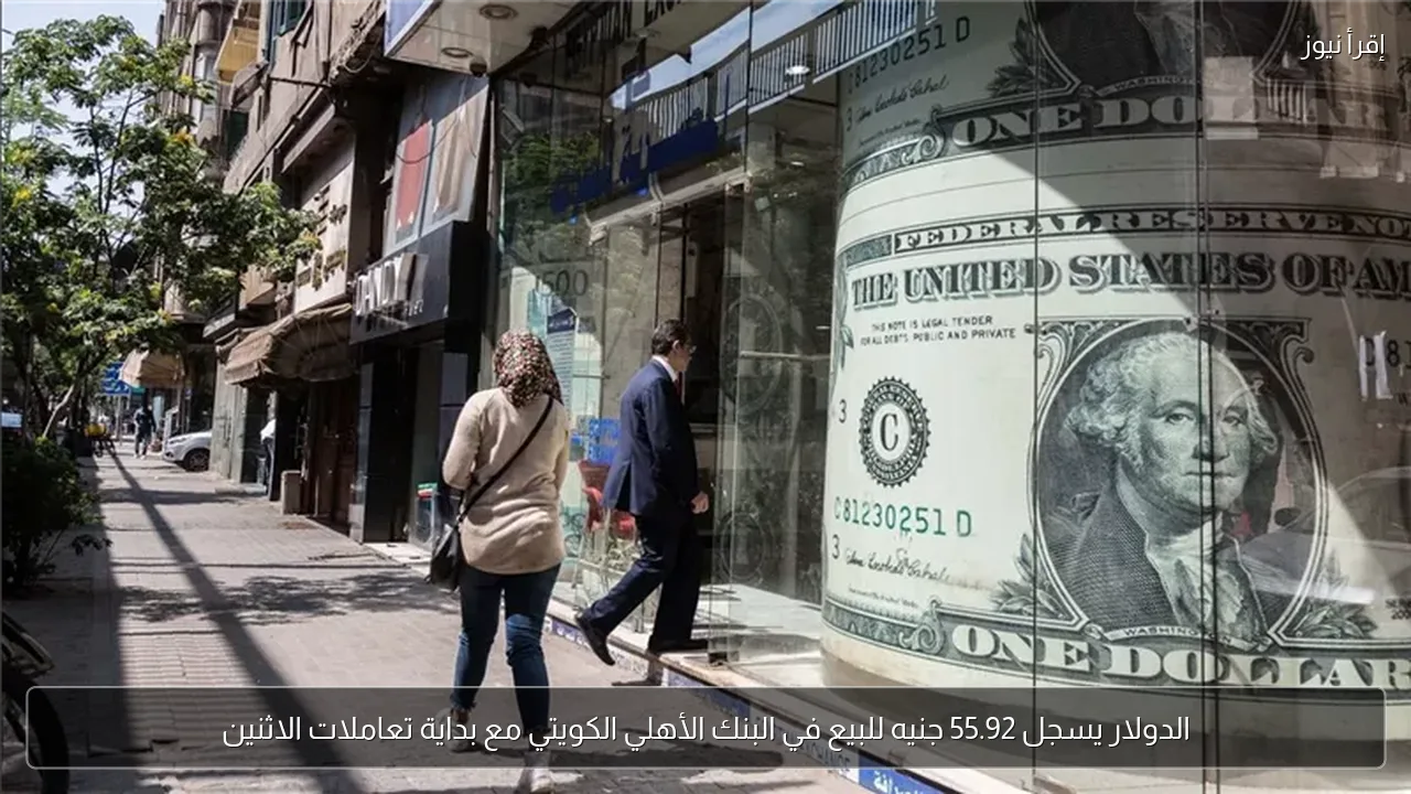 الدولار يسجل 55.92 جنيه للبيع في البنك الأهلي الكويتي مع بداية تعاملات الاثنين