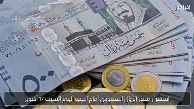 استقرار سعر الريال السعودي أمام الجنيه اليوم السبت 17 أكتوبر