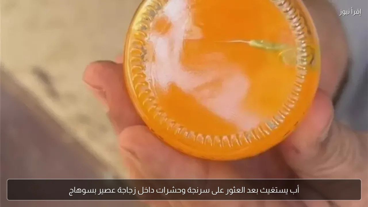 أب يستغيث بعد العثور على سرنجة وحشرات داخل زجاجة عصير بسوهاج