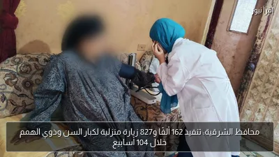 محافظ الشرقية: تنفيذ 162 ألفًا و827 زيارة منزلية لكبار السن وذوي الهمم خلال 104 أسابيع