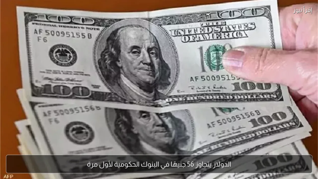 الدولار يتجاوز 56 جنيهًا في البنوك الحكومية لأول مرة
