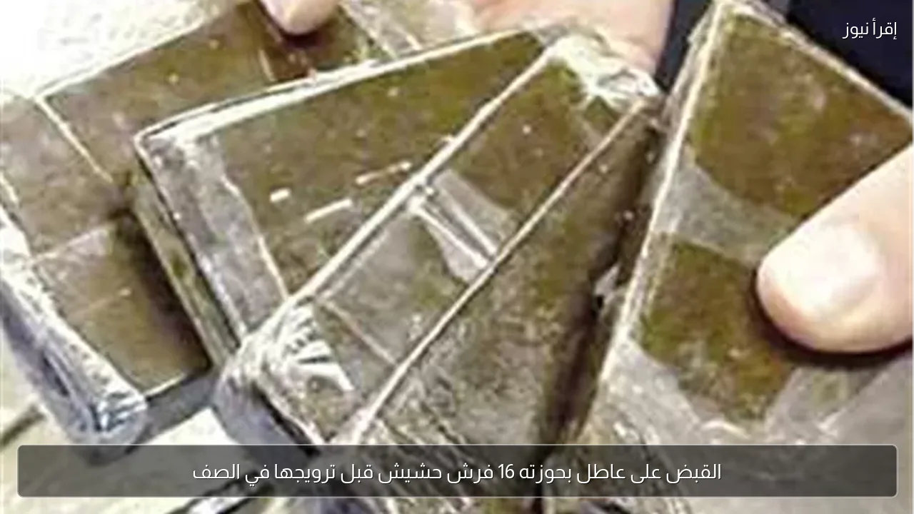 القبض على عاطل بحوزته 16 فرش حشيش قبل ترويجها في الصف