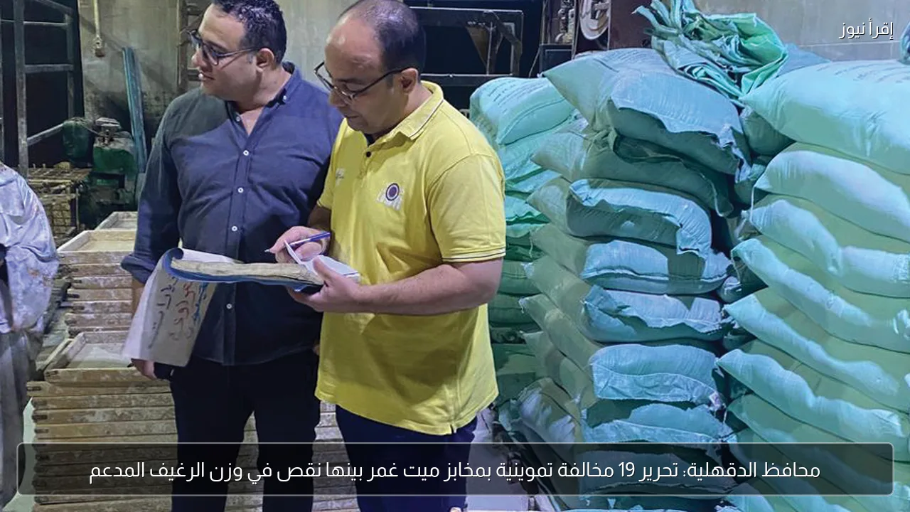محافظ الدقهلية: تحرير 19 مخالفة تموينية بمخابز ميت غمر بينها نقص في وزن الرغيف المدعم