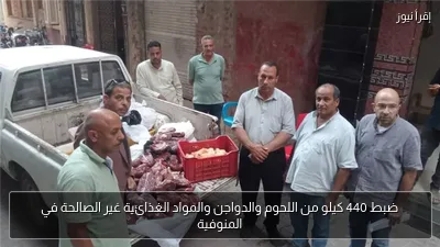 ضبط 440 كيلو من اللحوم والدواجن والمواد الغذائية غير الصالحة في المنوفية