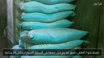 ضبط نحو 7 أطنان دقيق مدعم قبل بيعها في السوق السوداء خلال 24 ساعة