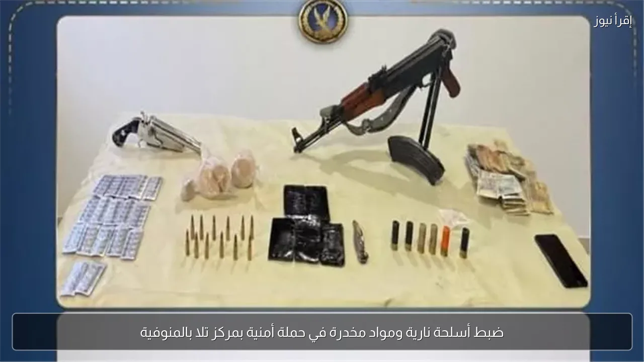 ضبط أسلحة نارية ومواد مخدرة في حملة أمنية بمركز تلا بالمنوفية
