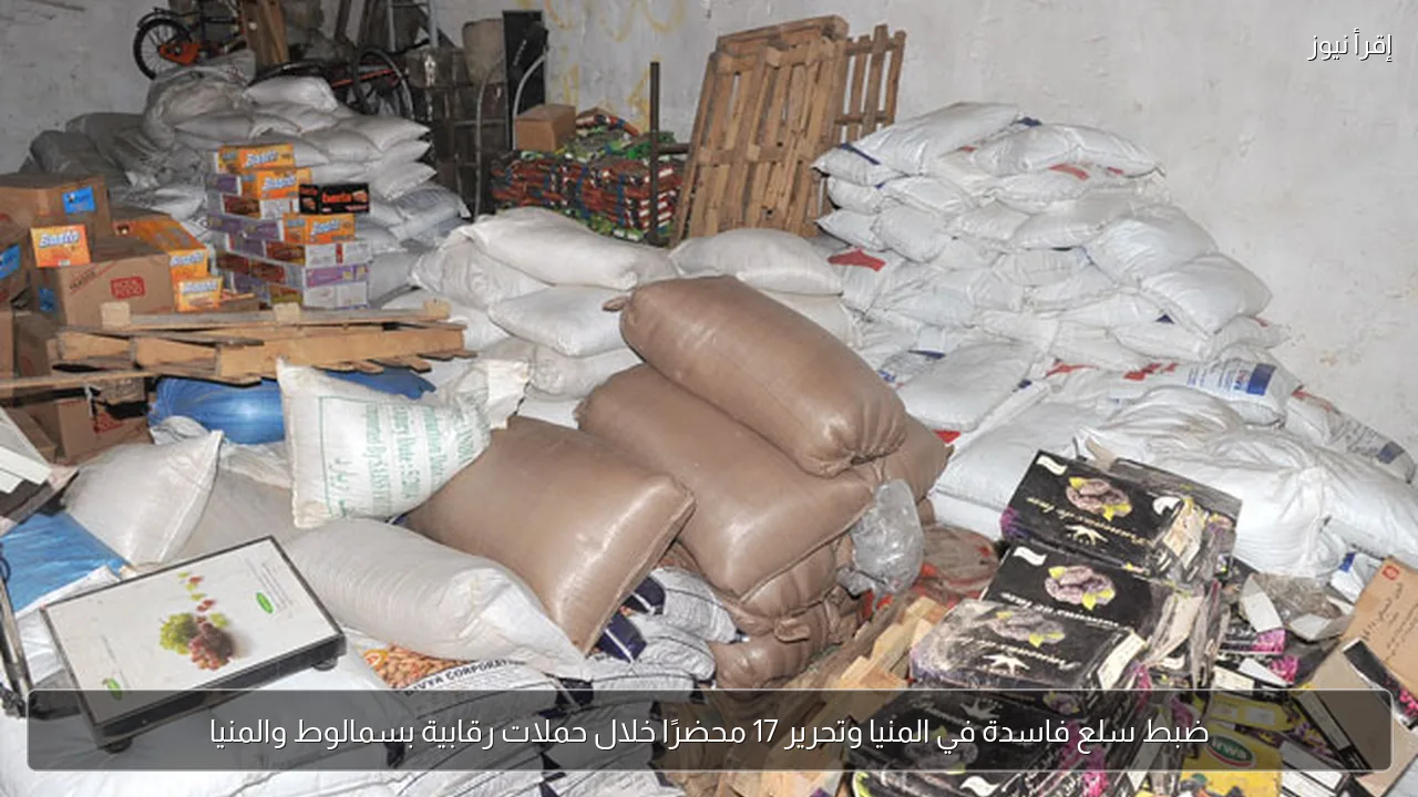 ضبط سلع فاسدة في المنيا وتحرير 17 محضرًا خلال حملات رقابية بسمالوط والمنيا