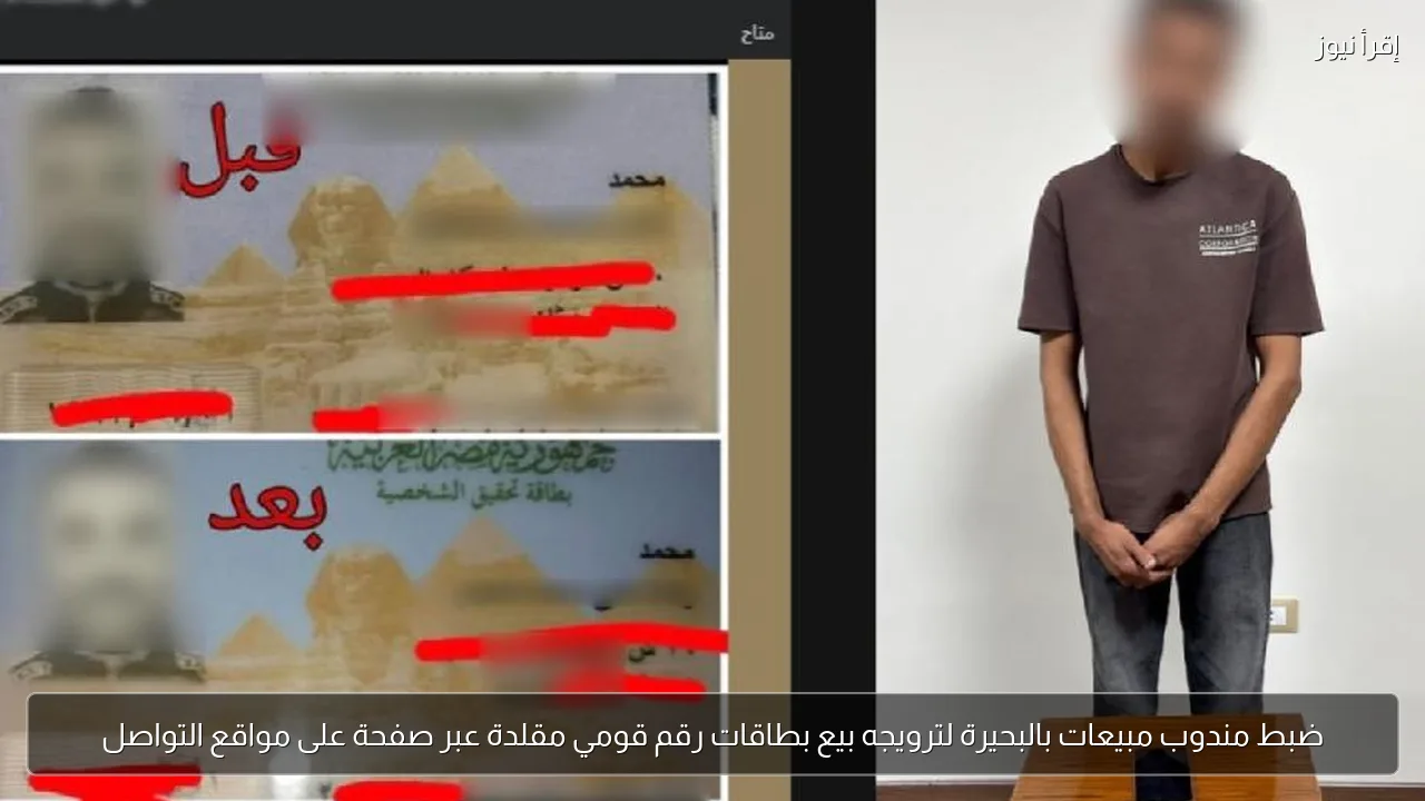 ضبط مندوب مبيعات بالبحيرة لترويجه بيع بطاقات رقم قومي مقلدة عبر صفحة على مواقع التواصل
