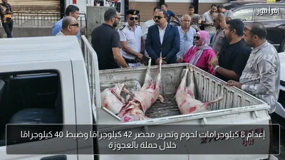 إعدام 8 كيلوجرامات لحوم وتحرير محضر 42 كيلوجرامًا وضبط 40 كيلوجرامًا خلال حملة بالعجوزة