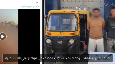 ضبط لصين بتهمة سرقة هاتف بأسلوب الخطف من مواطن في الإسكندرية