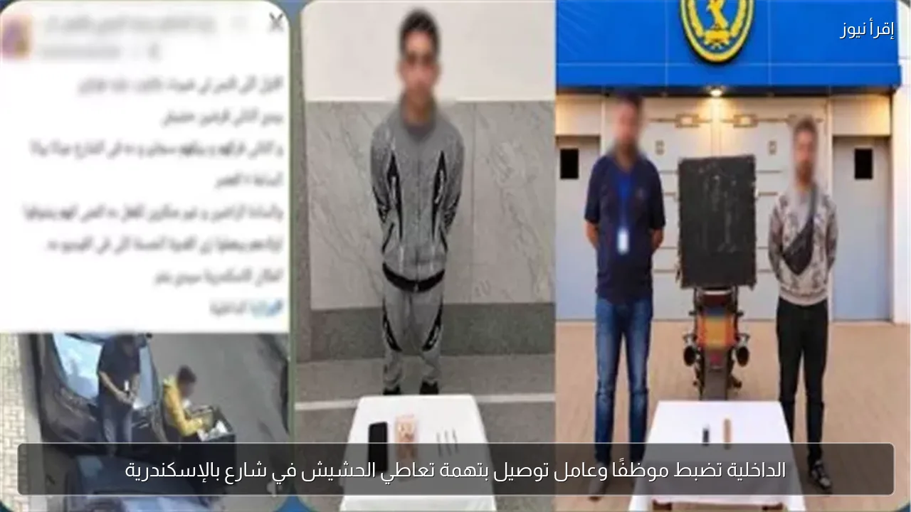 الداخلية تضبط موظفًا وعامل توصيل بتهمة تعاطي الحشيش في شارع بالإسكندرية
