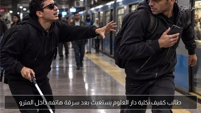 طالب كفيف بكلية دار العلوم يستغيث بعد سرقة هاتفه داخل المترو