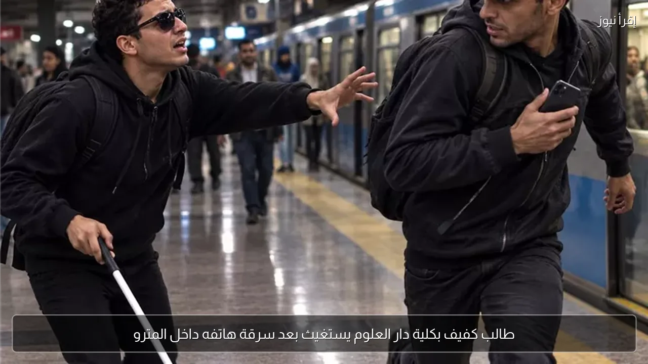 طالب كفيف بكلية دار العلوم يستغيث بعد سرقة هاتفه داخل المترو