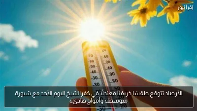 الأرصاد تتوقع طقسًا خريفيًا معتدلًا في كفرالشيخ اليوم الأحد مع شبورة متوسطة وأمواج هادئة