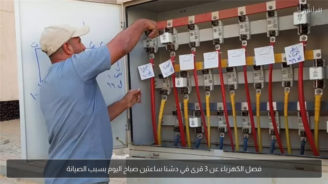 فصل الكهرباء عن 3 قرى في دشنا ساعتين صباح اليوم بسبب الصيانة