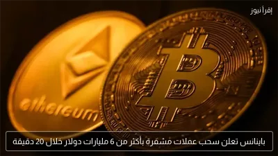 باينانس تعلن سحب عملات مشفرة بأكثر من 6 مليارات دولار خلال 20 دقيقة