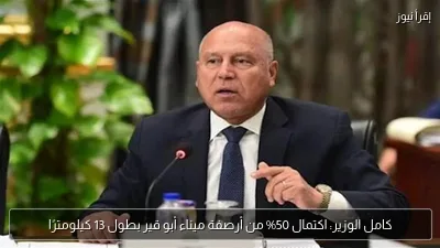 كامل الوزير: اكتمال 50% من أرصفة ميناء أبو قير بطول 13 كيلومترًا