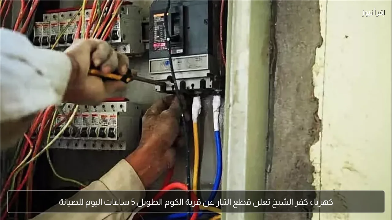 كهرباء كفر الشيخ تعلن قطع التيار عن قرية الكوم الطويل 5 ساعات اليوم للصيانة