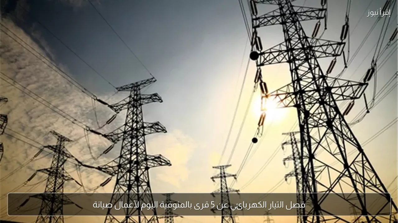 فصل التيار الكهربائي عن 5 قرى بالمنوفية اليوم لأعمال صيانة