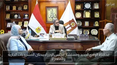 محافظ الوادي الجديد ومستشار مجلس الوزراء يبحثان المشروعات الجارية والمتعثرة