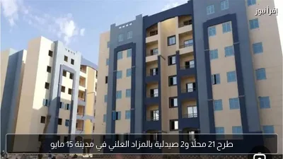 طرح 21 محلًا و2 صيدلية بالمزاد العلني في مدينة 15 مايو