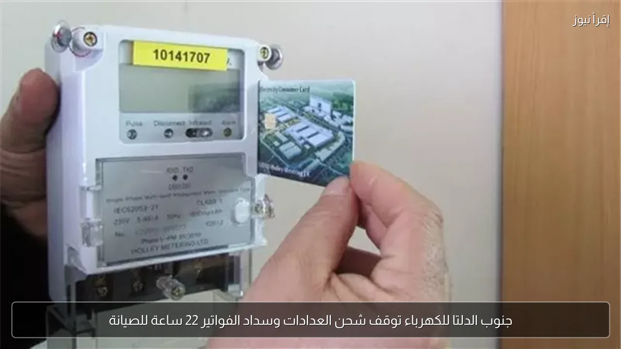 جنوب الدلتا للكهرباء توقف شحن العدادات وسداد الفواتير 22 ساعة للصيانة