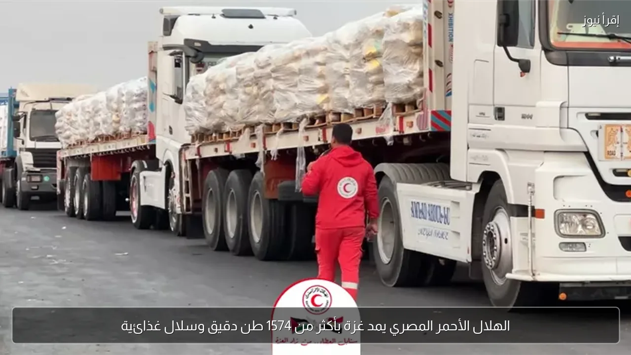 الهلال الأحمر المصري يمد غزة بأكثر من 1574 طن دقيق وسلال غذائية