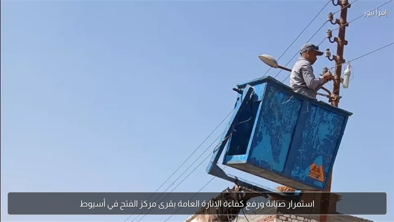 استمرار صيانة ورفع كفاءة الإنارة العامة بقرى مركز الفتح في أسيوط